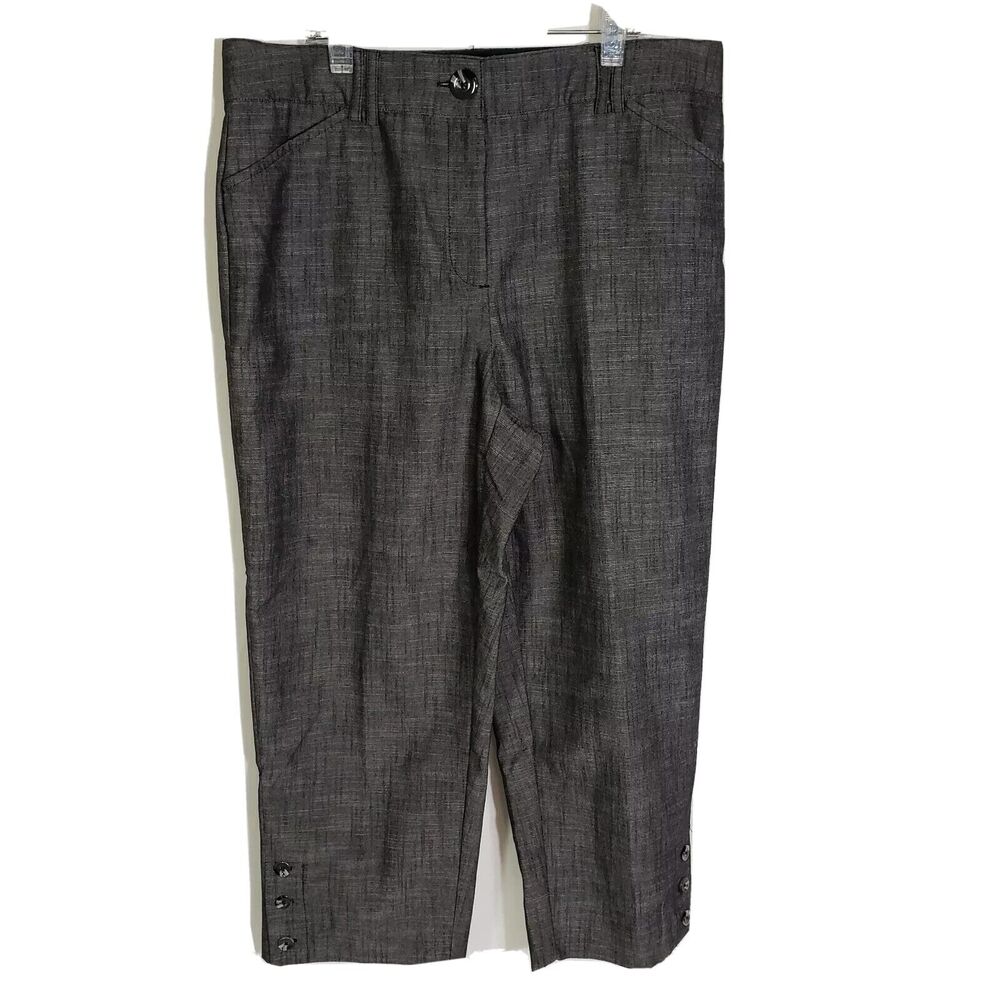 Counterparts Womens Dress Pants Size 10 Cropped Capri Button Detail Flat Front